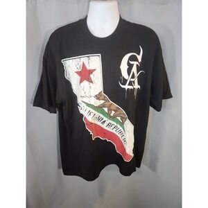 Vintage California Republic Shirt Mens 2XL Black Grizzly Bear Pro Tag Heavy Wear